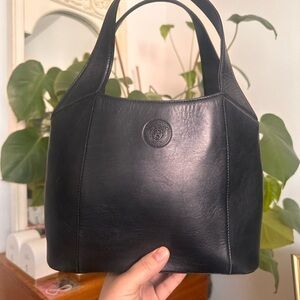 Gianni Versace Rare Black Leather Tote Bag